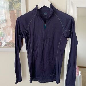 Rab Merino 120 Long Sleeve Zip Tee in Blue Size XS